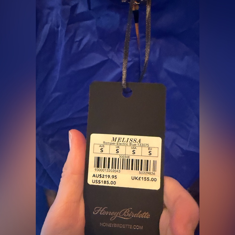 Honey Birdette Royal Blue Satin Long Sleeve Robe Bodysuit - Picture 4 of 5